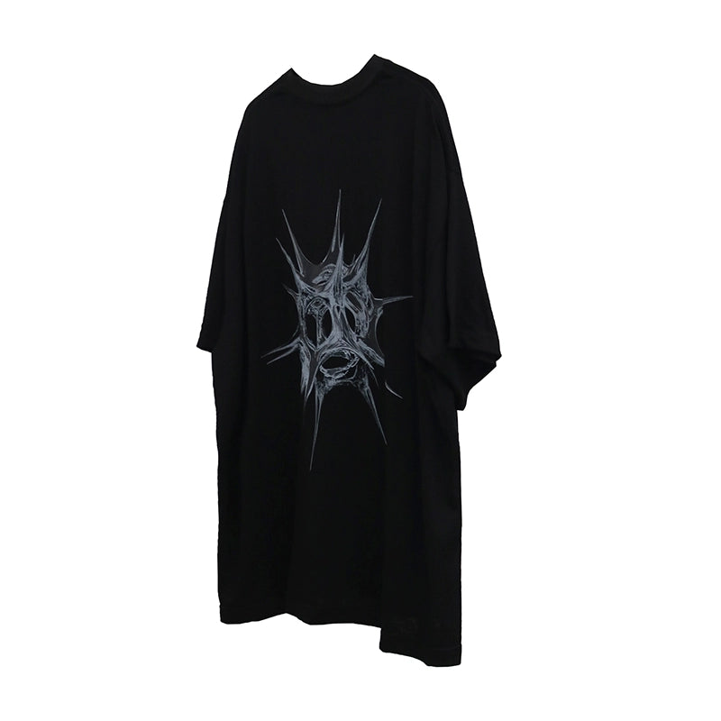 Mr. Black Guochao original design thorns irregular sphere T-shirt round neck summer oversize short-sleeved men