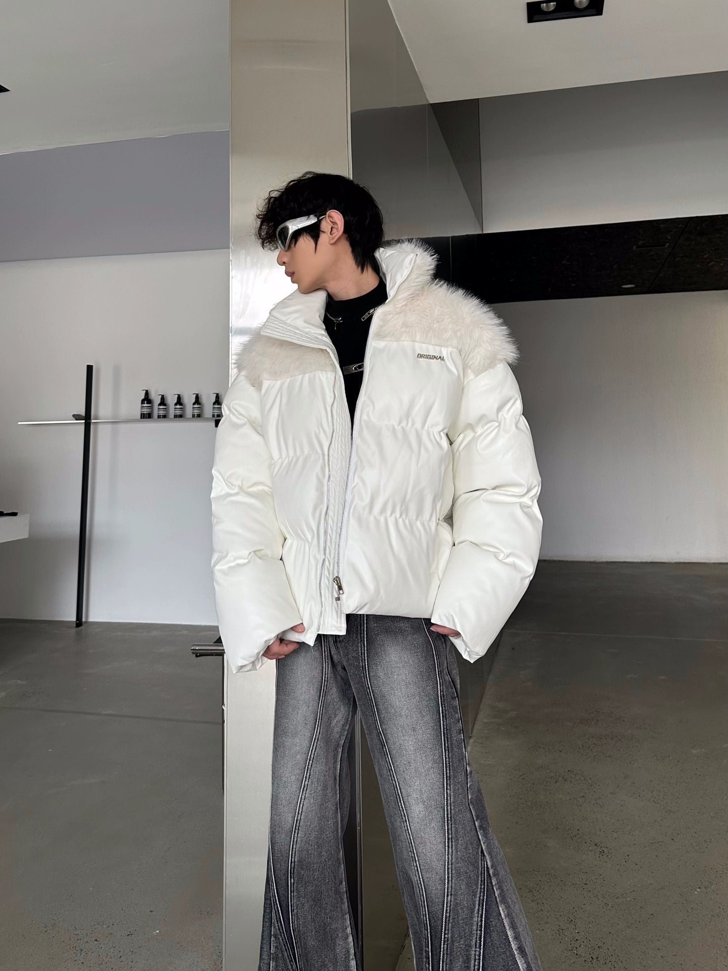 MARTHENAUT niche design fur panels, padded padded padded jacket, winter warm padded jacket