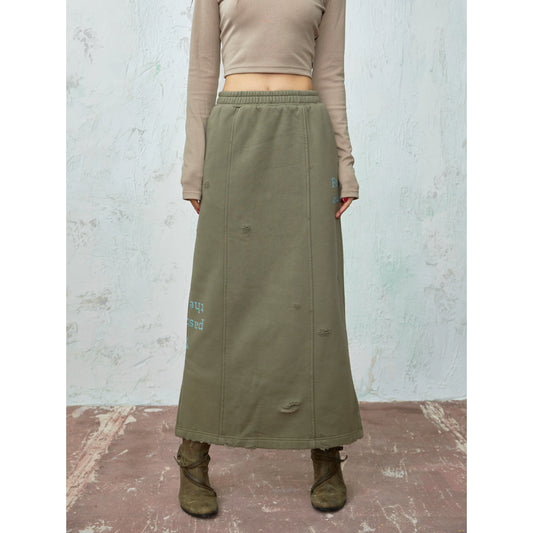 EZEK Skirt 2023 New Fall/Winter Cargo Skirt Long American Retro Design Sense Elasticated Waist Skirt