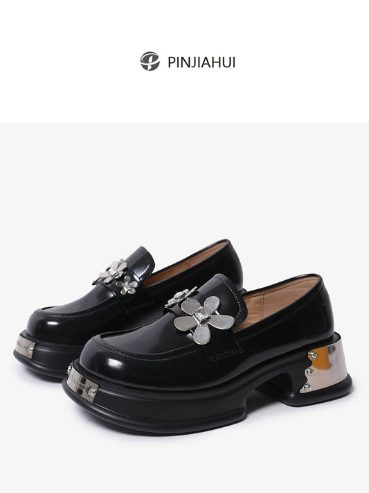 pinjiahui original design platform slip-on loafers women's british style increase student lazy shoes single shoes