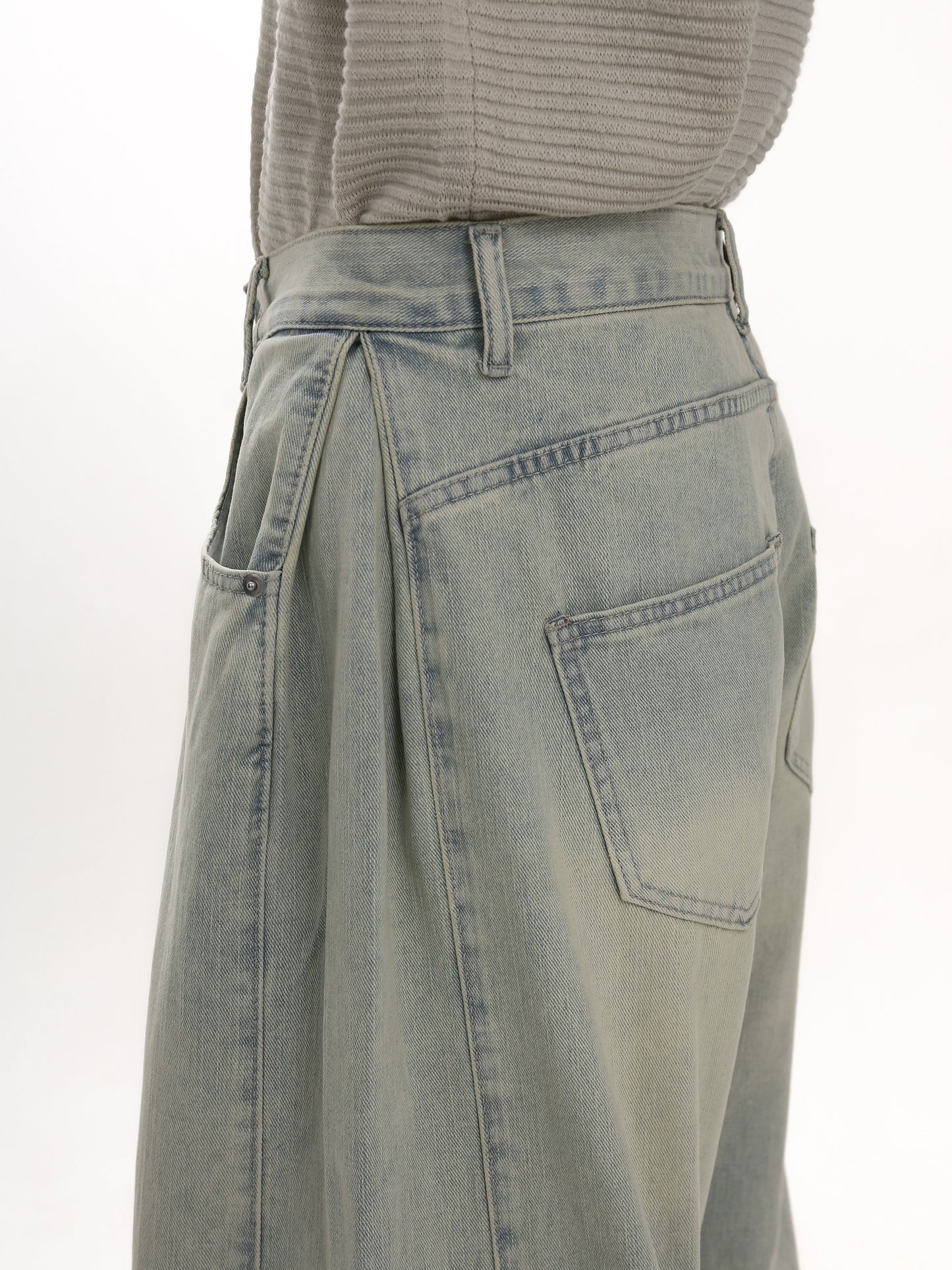 GIBBYCNA Spring/Summer New Vintage Jeans Men's American Loose Light Blue Slim Floor-Length Wide-leg Pants