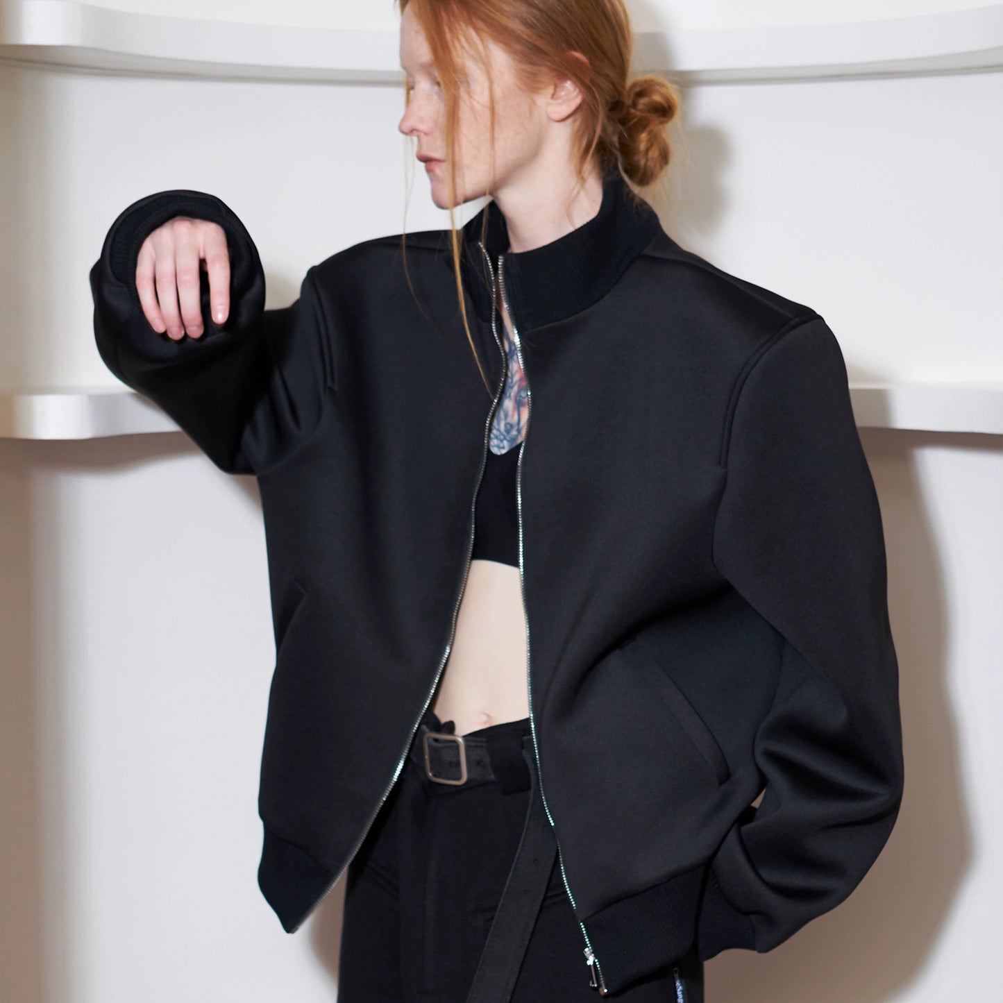 ANTERIOR LOVED × Casse Sango padded shoulder cut air layer stand-up collar jacket jacket