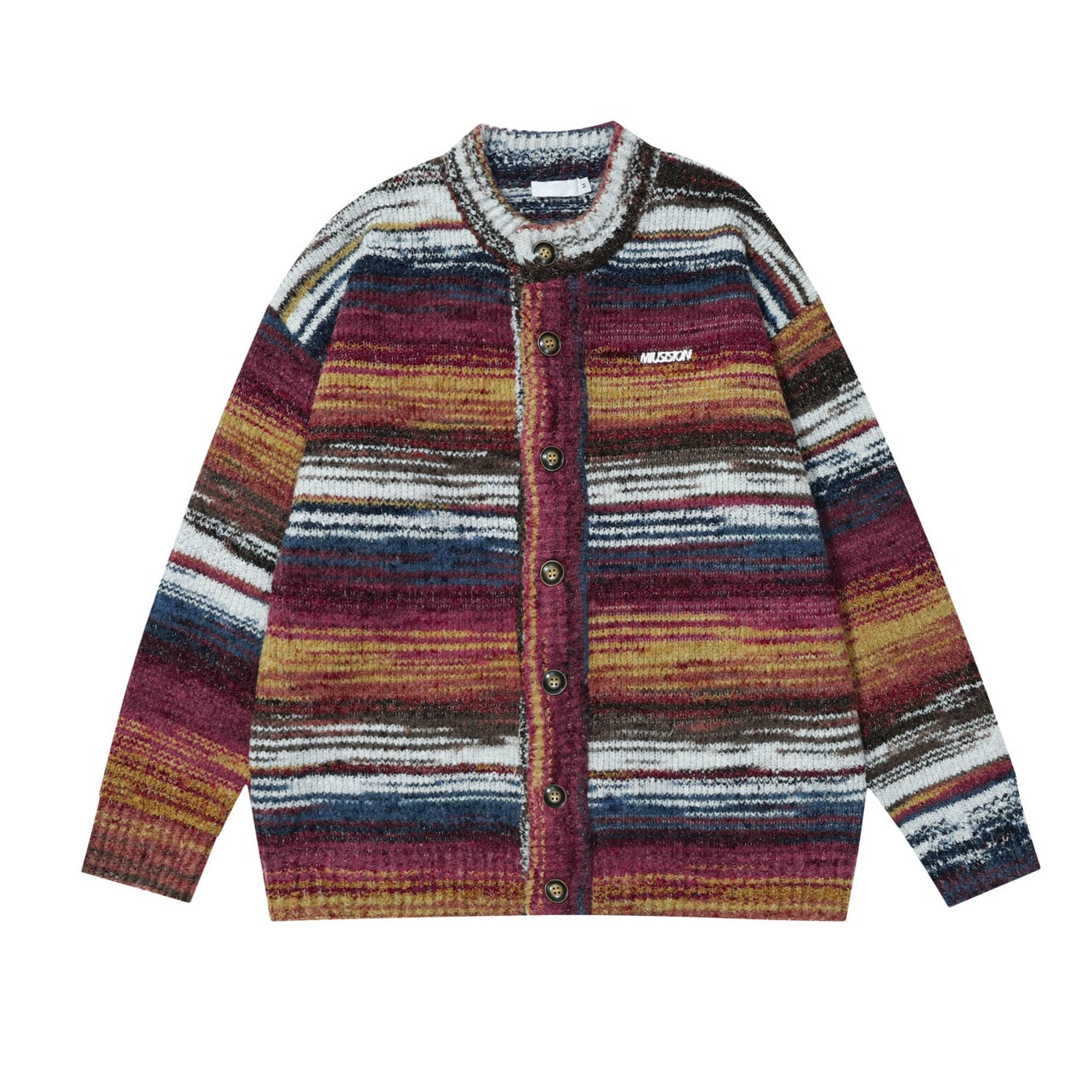 Mz American vintage gradient stripe cardigan sweater men's autumn