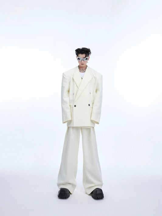 CulturE niche deconstructed metal button design sense silhouette blazer simple white suit suit men