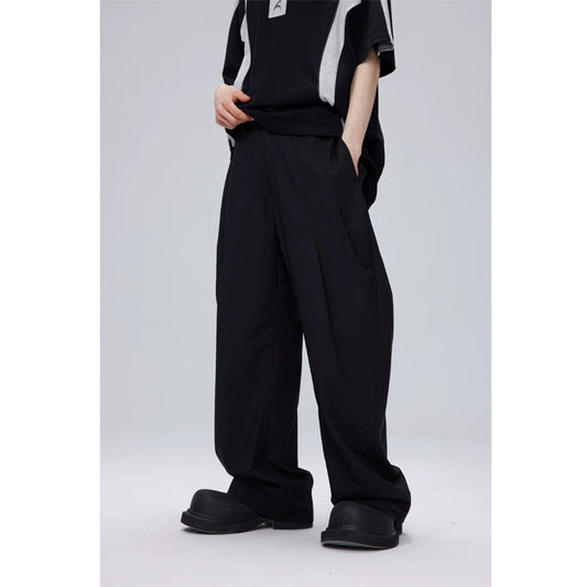 CROWORLD Functional Three-dimensional Loose Casual Pants For Men and Women Summer Small Numerous Heavy Pinch Pleated Curved Wide-leg Pants
