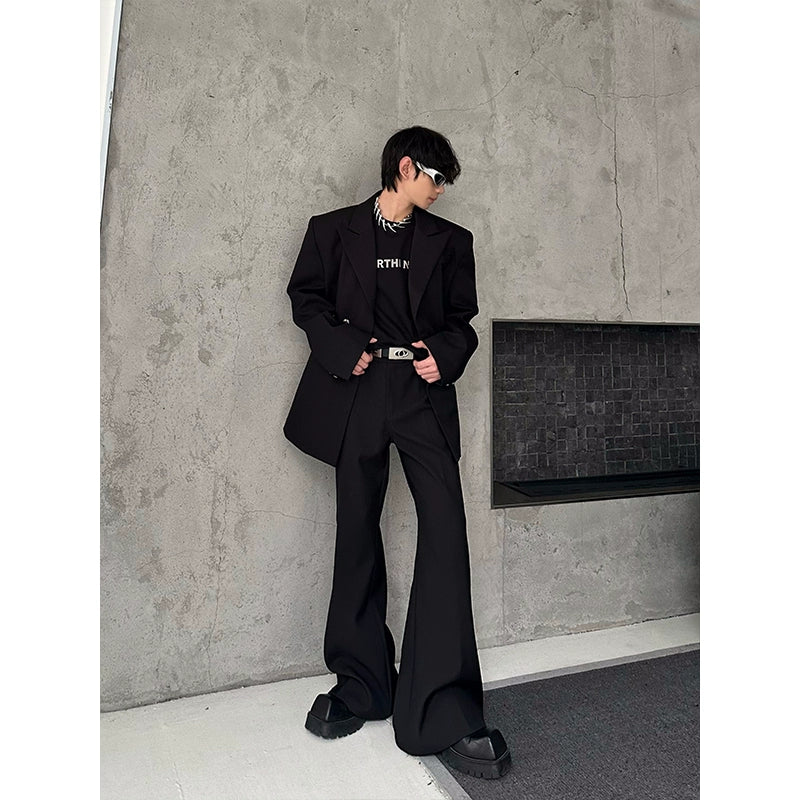 MARTHENAUT niche slim design sense three-dimensional silhouette padded shoulders solid color suit single button casual suit trend