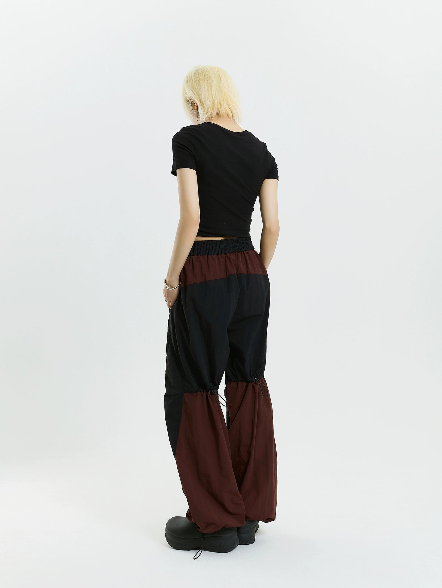 MICHINNYON thin, airy, wide-leg drawstring pockets with panels of contrasting quick-drying track cargo pants