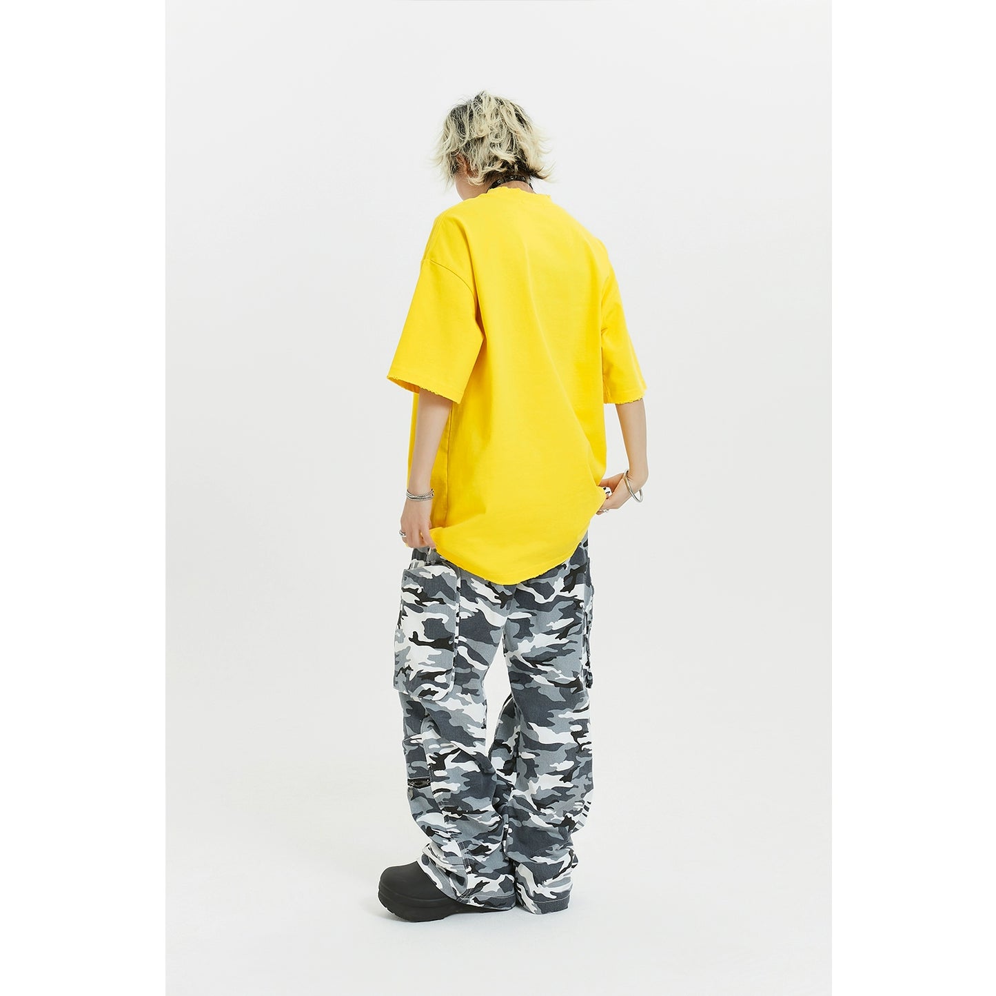 MICHINNYON American retro hiphop cargo camouflage function three-dimensional multi-pocket baggy trousers