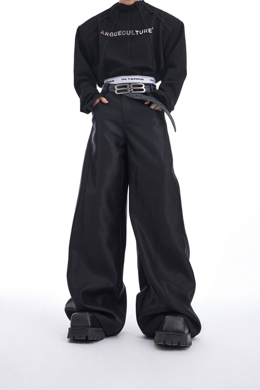 Cultur E24ss Niche Liquid Streamer Texture Wide-leg Casual Pants Three-dimensional Line Design Sense Loose Trousers