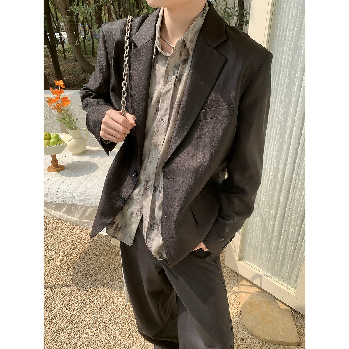 Baikouyang [Gilded Feast] Korean style luster light and thin suit, casual loose and versatile blazer
