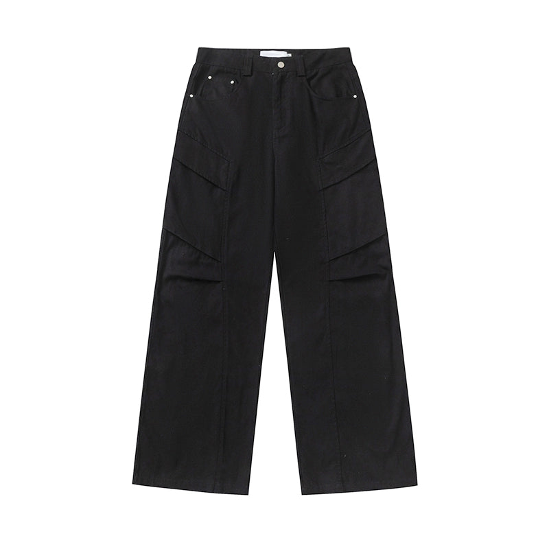 MICHINNYON American retro deconstructed design cargo pants casual loose pleated straight drape pants
