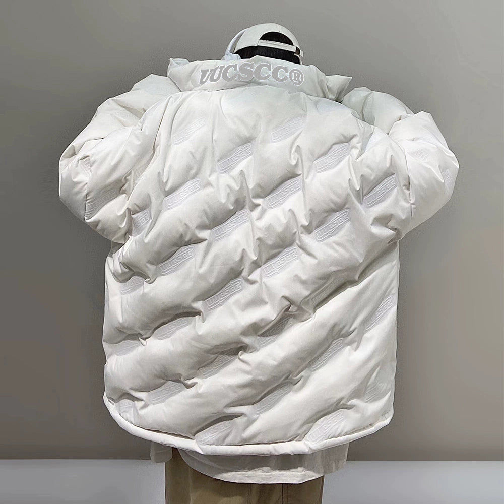 UUCSCC trendy brand winter white duck down ultralight windproof down jacket warm stand collar loose large size thickened jacket men