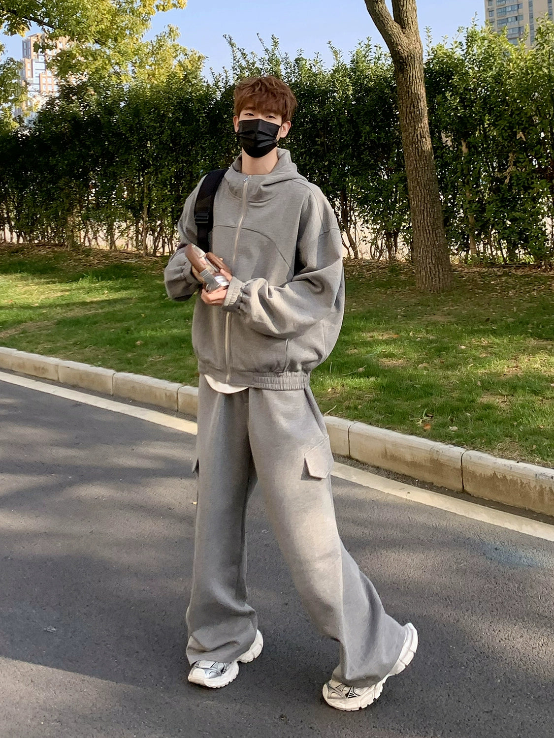 Baikouyang [Alpha Mountain] lazy ins, casual fashion, versatile loose hooded sportswear