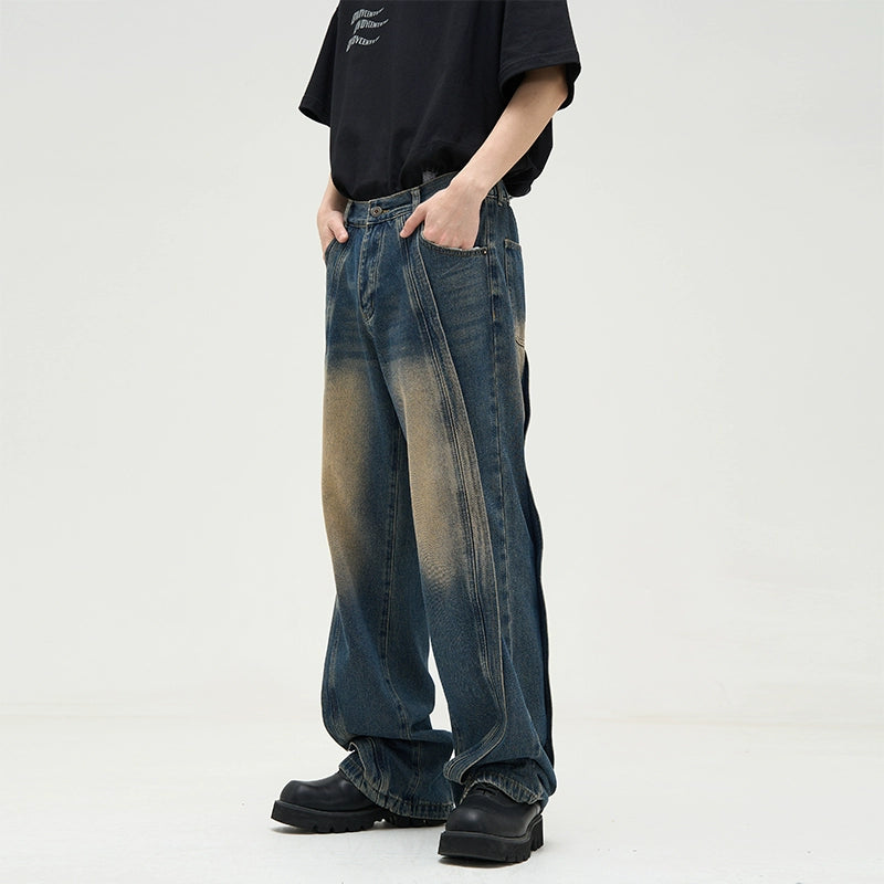 WLNEXT Tail Lang American high street retro jeans, men's ins, design, handsome pants, couple trousers, trendy brand