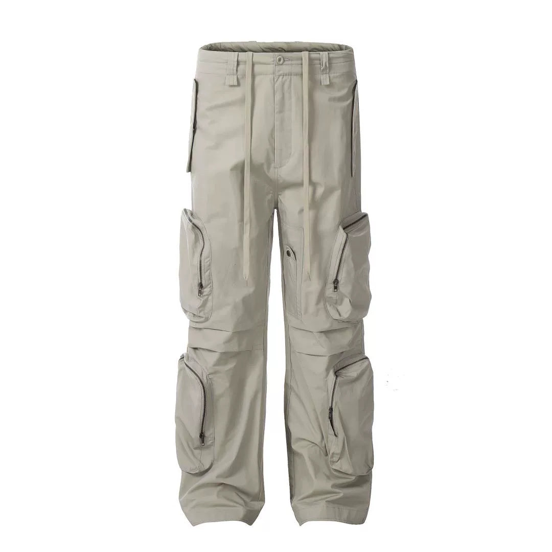 MICHINNYON American cargo pants heavy work multi pocket drawstring zipper function charge casual paratrooper pants new