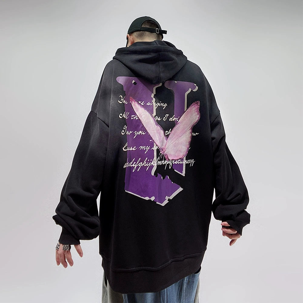UUCSCC hip-hop trendy brand loose casual hooded sweatshirt American oversize hoodie long-sleeved pullover jacket for men