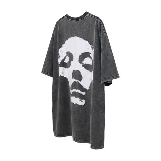Mr. Black Abbey Street Skeleton Shadow People Do Old Short Sleeve Retro Wear Letter Design Loose T-shirt