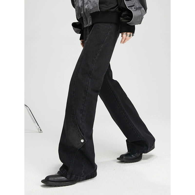 CROWORLD design sense loose-leaf hem straight jeans loose micro-La retro  handmade sassafras mopping pants