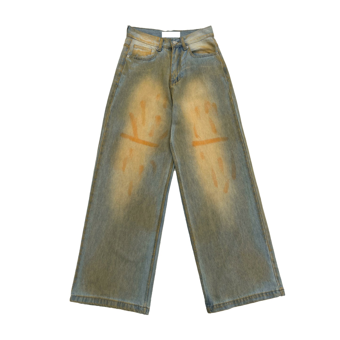 MICHINNYON American vintage distressed wasteland jeans men's and women's wide-leg dirty loose washed trousers