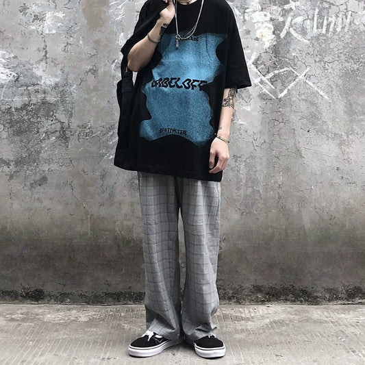 Black Song Yaxuan The same short-sleeved niche trendy brand European and American high street retro oversize short-sleeved T-shirt male loose