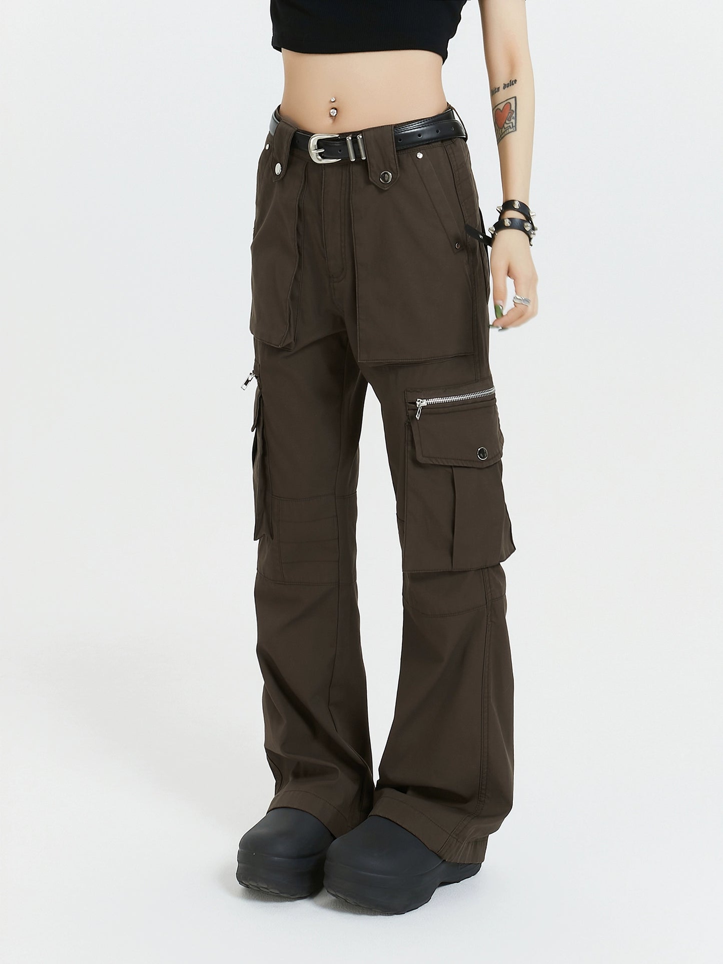 MICHINNYON American Retro Functional Multi-Pocket Cargo Pants Niche High Street Design Casual Pants For Men & Women