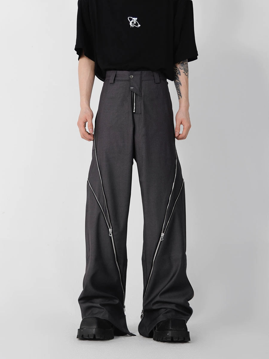 CulturE niche structure design sense zipper split micro flared trouser –  LIFE-DESIRE(ライフデザイアー)韓国ファッション公式ストア