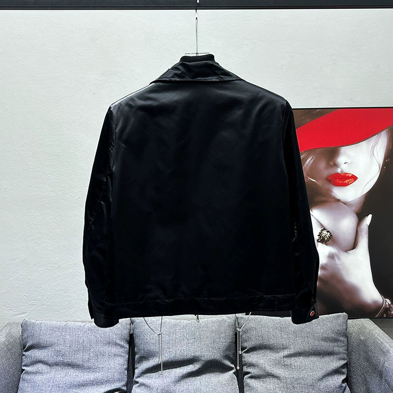 2024 spring new niche design sense chain jacket jacket men's personality fried street loose luxury top tide
