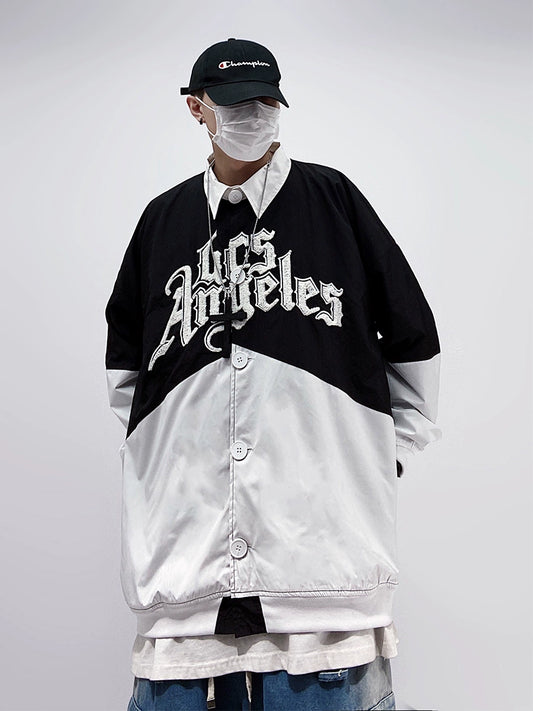 UUCSCC hip hop trendy brand long sleeve shirt american vintage embroidery baseball jacket loose oversize jacket men