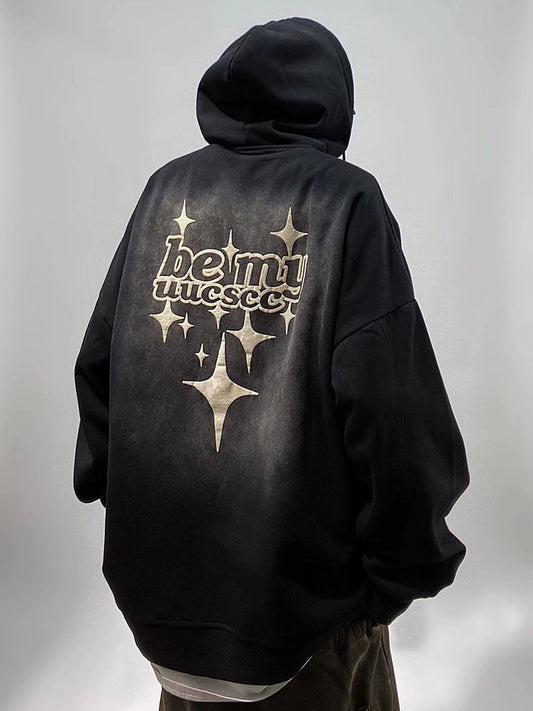 UUCSCC trendy brand thin hooded sweatshirt American hip hop loose casual oversize printed hoodie jacket men