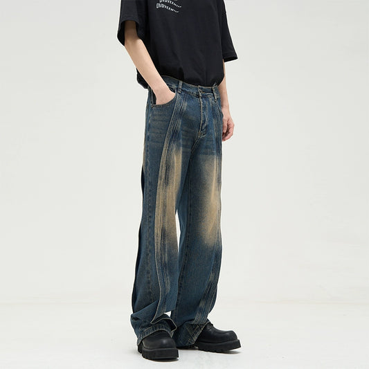 WLNEXT Tail Lang American high street retro jeans, men's ins, design, handsome pants, couple trousers, trendy brand
