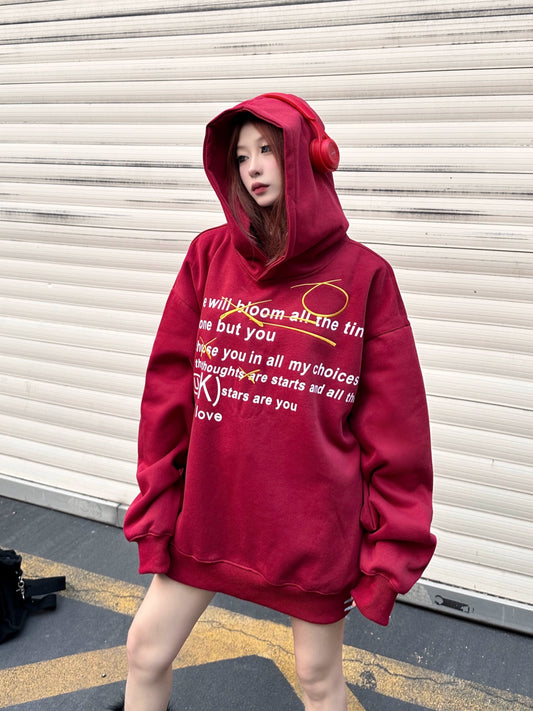 TRB American casual street letter print embroidered loose hoody hoodie for couples oversize hoody