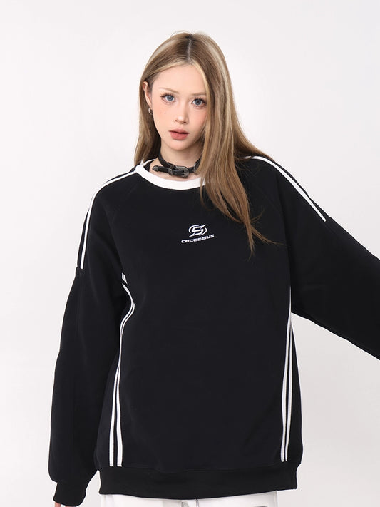 61OT PEARTH American retro fashion brand loose oversize round neck pullover sweatshirt women's spring new style
