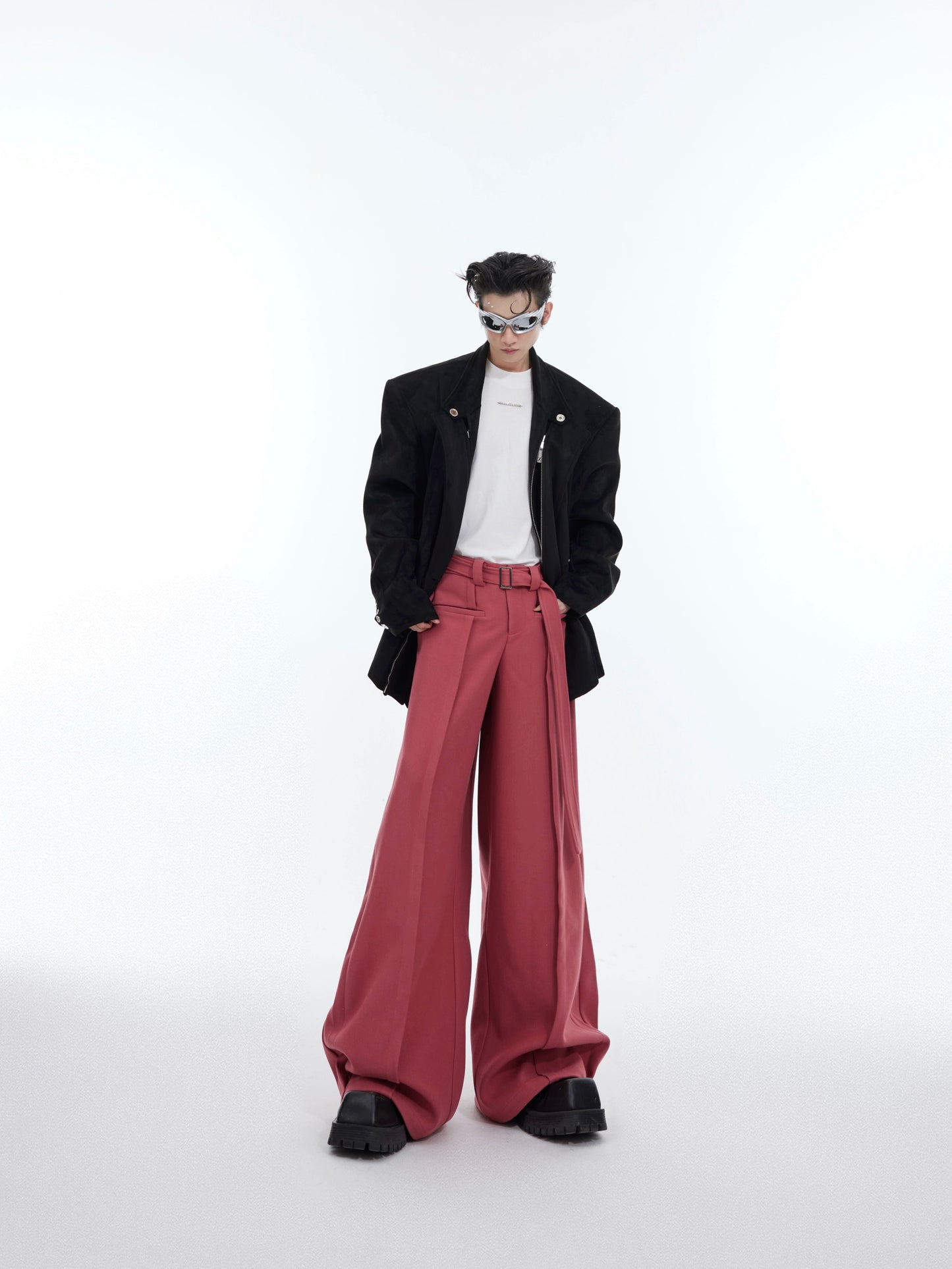CulturE niche deconstructed sculptural line slacks with a waistband design wide leg pants for spring loose and slouchy trousers