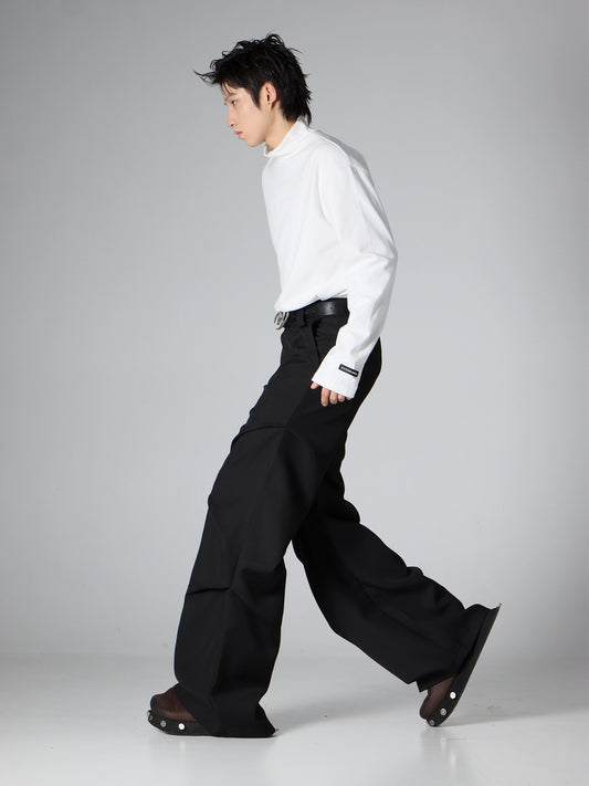 BOOGOOVOGUE Fall/Winter Heavy Designs Casual High-waisted Chunky Deconstructed Pleated Loose Flared Long Trousers