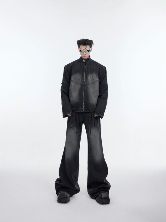 Cultur E24ss Heavy Vintage Distressed Deconstructed Denim Suit Three-Dimensional Relief Design Sense Jacket Jacket Men
