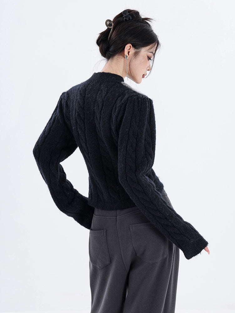 ABWEAR original undershirt underneath women's new twist design contrast V-neck cropped knit top for women's winter
