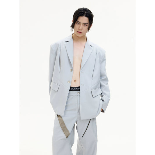 PEOPLESTYLE deconstructs the cutout gray suit design sense of niche silhouette spring and autumn casual blazer