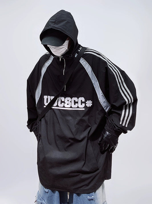 UUCSCC hip hop trendy brand hooded windbreaker ins loose plus size sunscreen clothing summer thin jacket sportswear men
