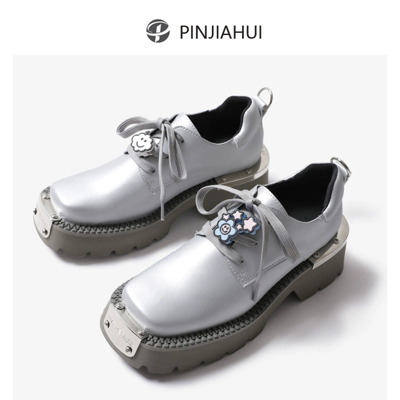 pinjiahui men's thick-soled square-toe derby shoes genuine leather bri –  LIFE-DESIRE(ライフデザイアー)韓国ファッション公式ストア