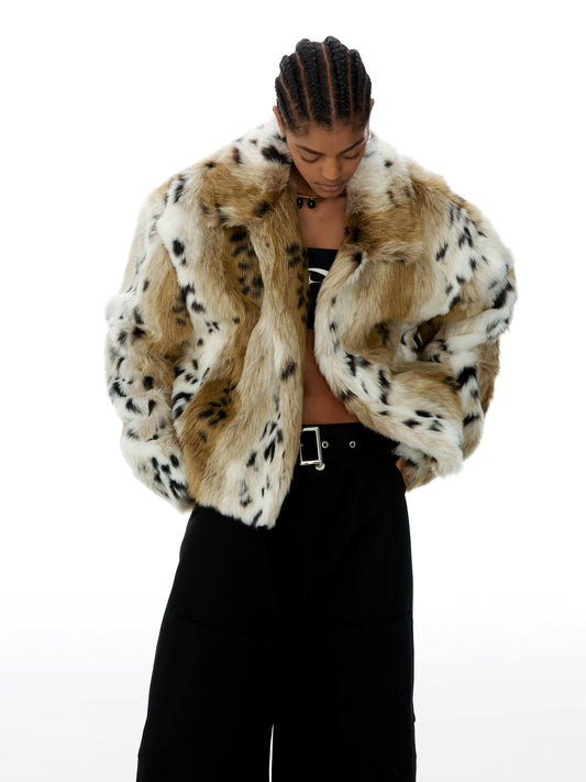 ANTERIOR LOVED×CasseSango environmentally friendly fur imitation mink fur tiger print coat autumn and winter thickened protection