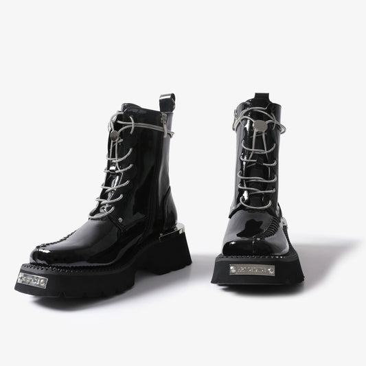 pinjiahui men's flatform platform martin boots british style high-top leather shoes cargo boots leather biker boots men